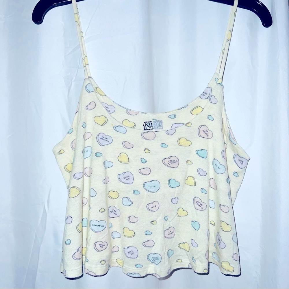 3/$15 Nollie Sweathearts Valentines Pj Cropped Tank XS